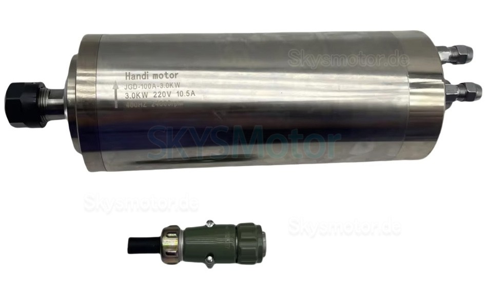 3kW 220V/380V Wassergek&uuml;hlt Spindelmotor-Kit JGD-100A-3.0KW + H100-3.7 mit Frequenzumrichter, Wasserpumpe, 13 ER20-Spannzangen und Halterung